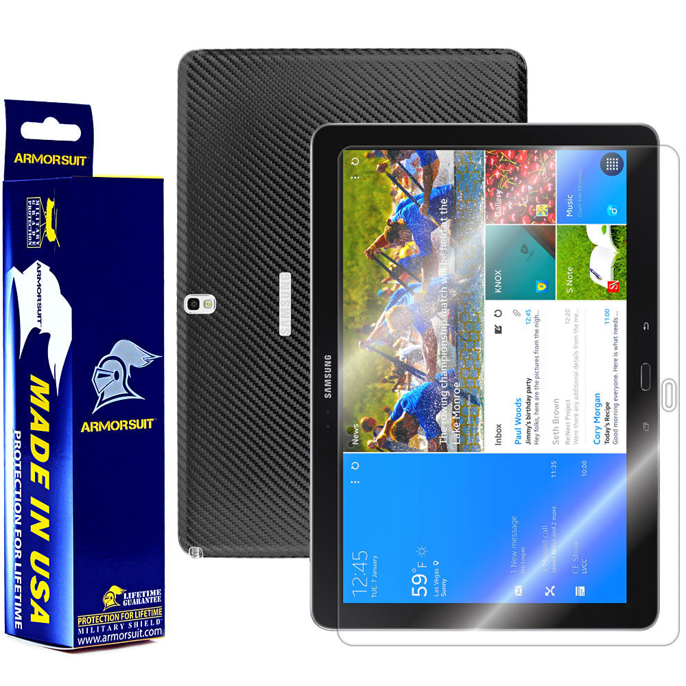 Samsung Galaxy NotePRO 12.2" Screen Protector + Black Carbon Fiber Film Protector