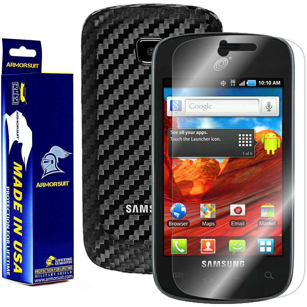 Samsung Galaxy Proclaim Screen Protector + Black Carbon Fiber Skin Protector