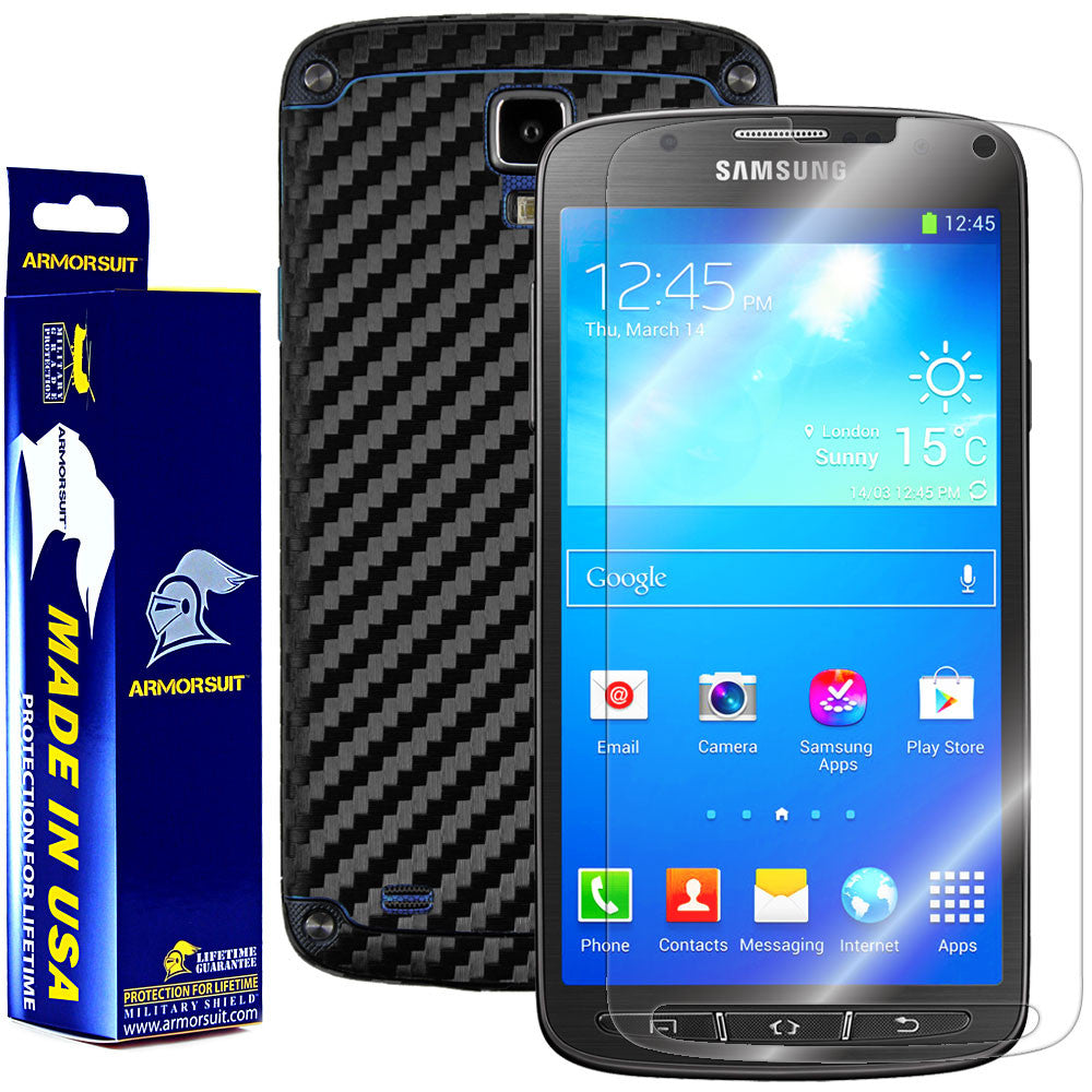 Samsung Galaxy S4 Active Screen Protector + Carbon Fiber Film Protector
