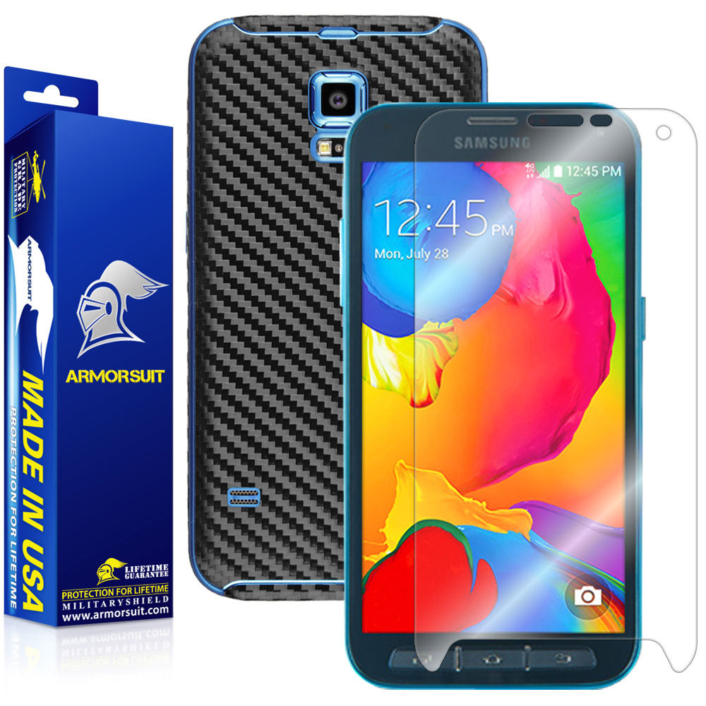 Samsung Galaxy S5 Sport Screen Protector + Carbon Fiber Skin Protector