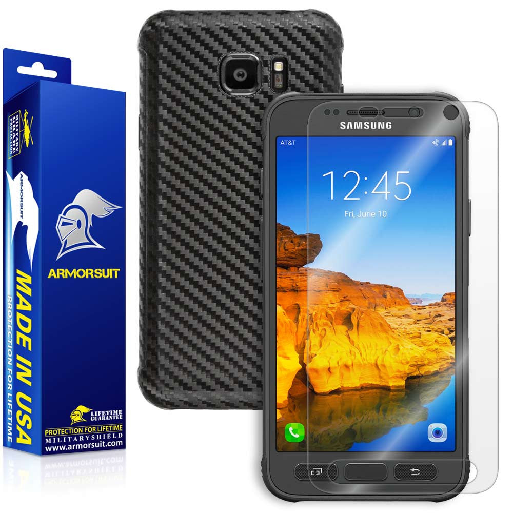 Samsung Galaxy S7 Active Screen Protector + Carbon Fiber Skin