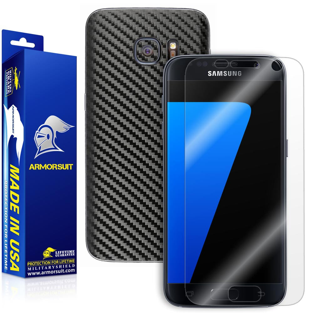 Samsung Galaxy S7 Screen Protector + Carbon Fiber Film Protector