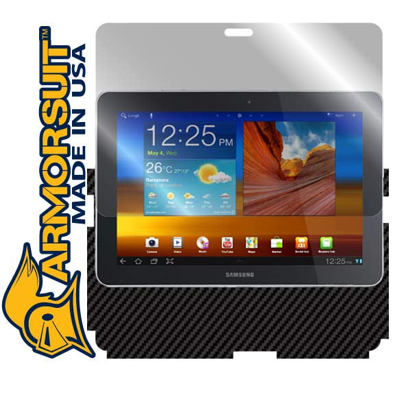 Samsung Galaxy Tab 10.1 Screen Protector + Black Carbon Fiber Skin Protector