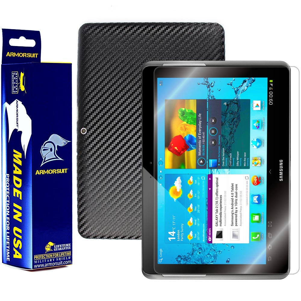 Samsung Galaxy Tab 2 10.1 Screen Protector + Black Carbon Fiber Film Protector