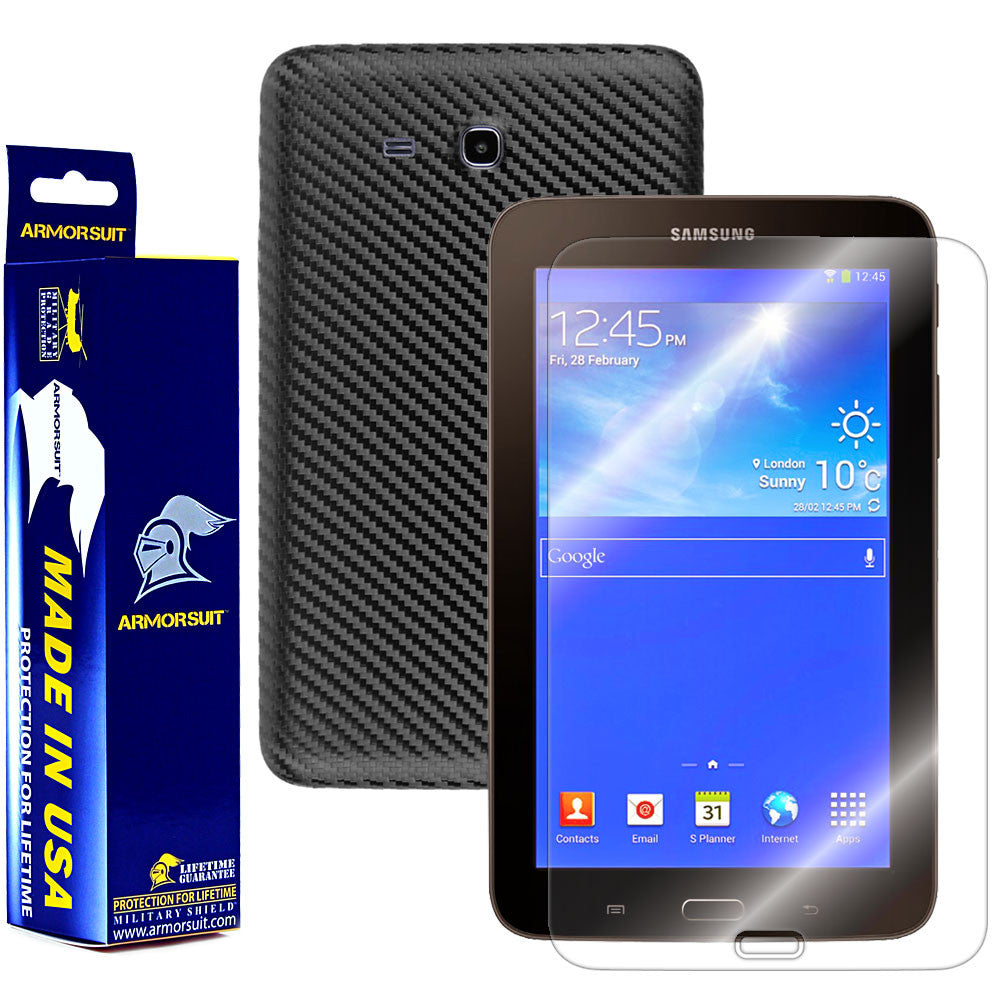 Samsung Galaxy Tab 3 Lite 7" Screen Protector + Black Carbon Fiber Film Protector