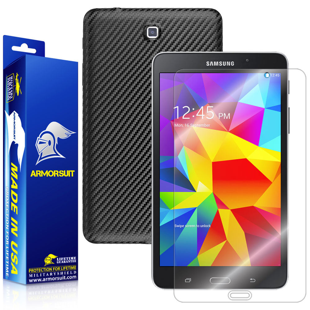 Samsung Galaxy Tab 4 8.0 Screen Protector + Black Carbon Fiber Film Protector
