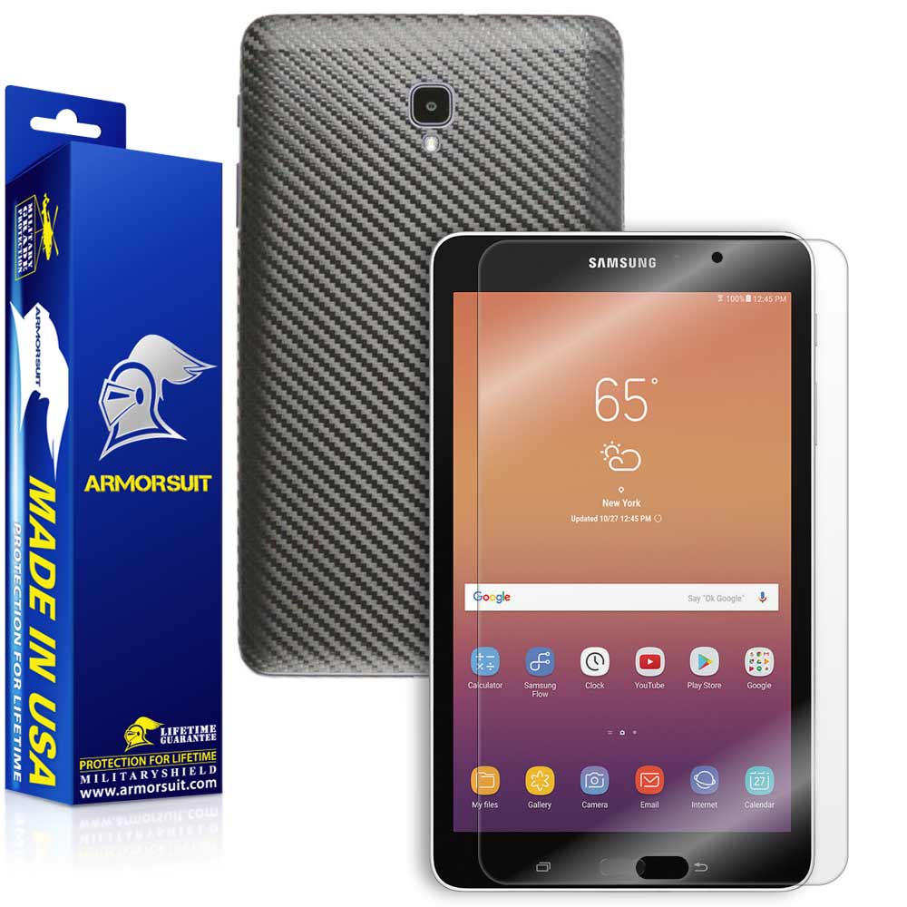 Samsung Galaxy Tab A 8.0" 2017 Screen Protector + Black Carbon Fiber Skin (SM-T380)