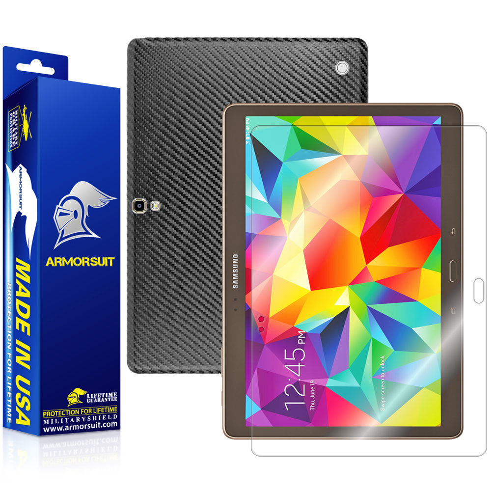 Samsung Galaxy Tab S 10.5 Screen Protector + Black Carbon Fiber Film Protector