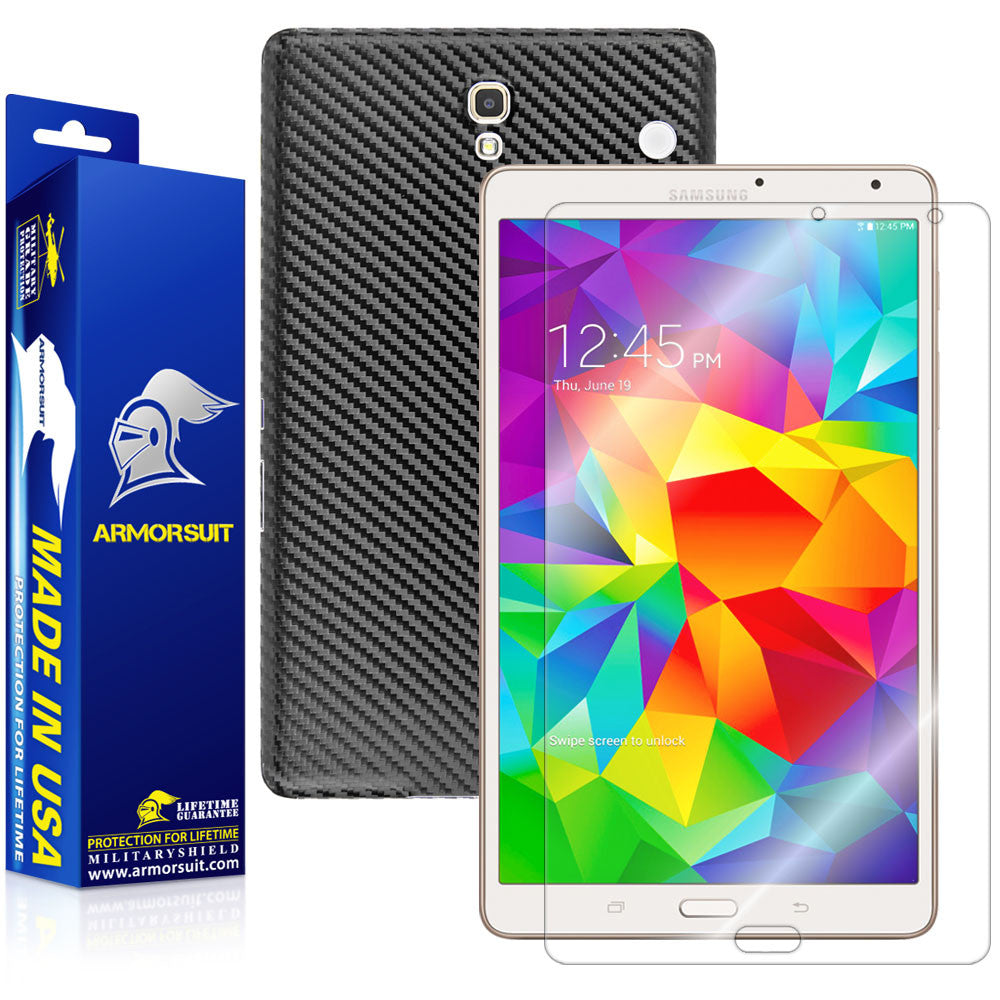 Samsung Galaxy Tab S 8.4 Screen Protector + Black Carbon Fiber Film Protector