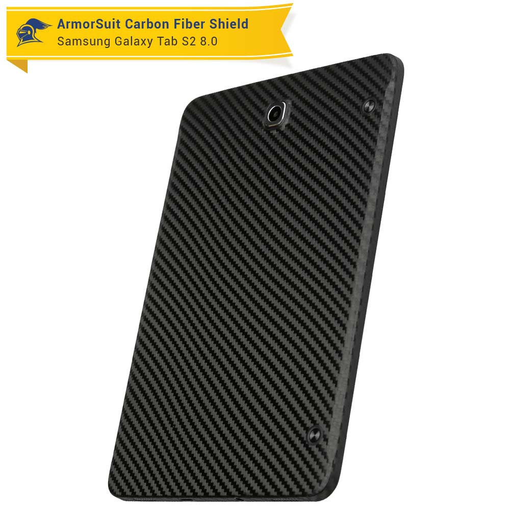 Samsung Galaxy Tab S2 8.0 Screen Protector + Black Carbon Fiber Skin