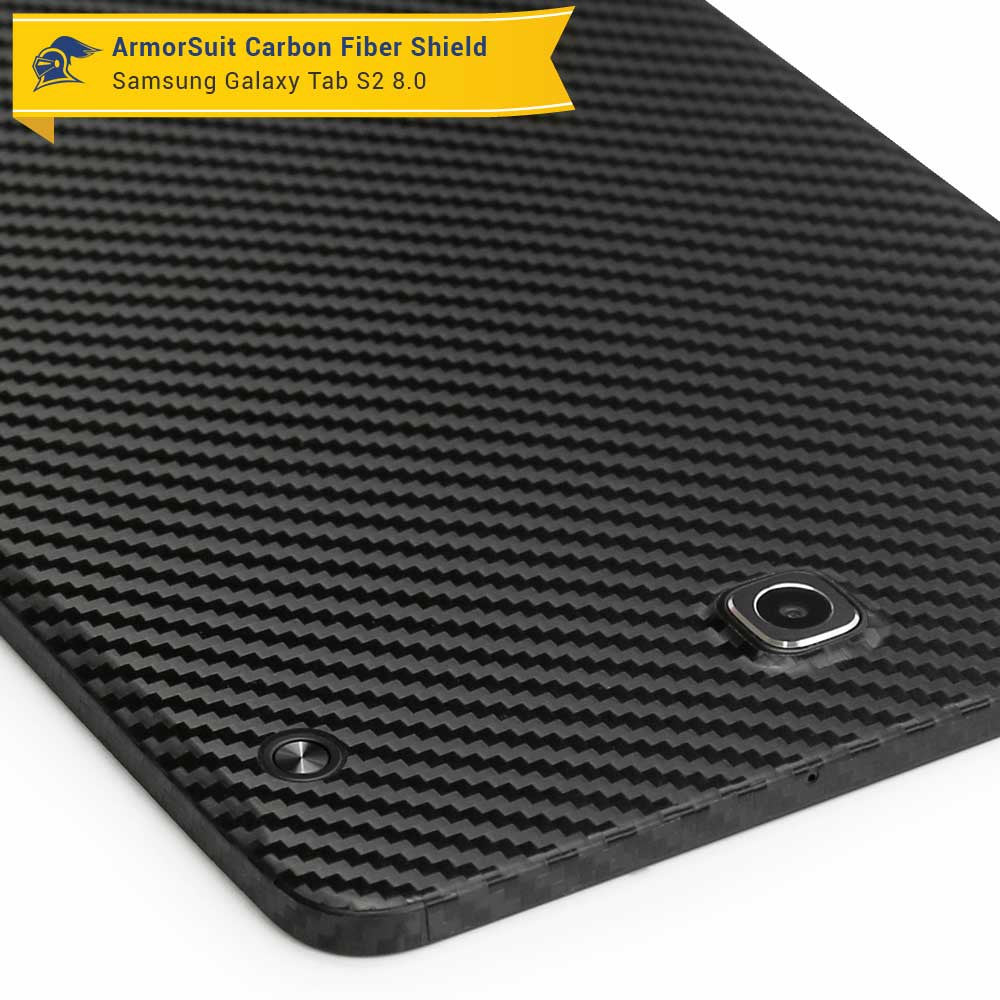 Samsung Galaxy Tab S2 8.0 Screen Protector + Black Carbon Fiber Skin