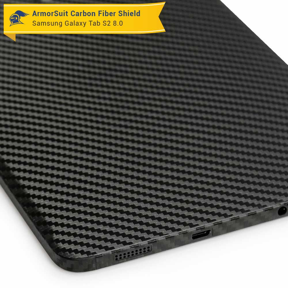 Samsung Galaxy Tab S2 8.0 Screen Protector + Black Carbon Fiber Skin