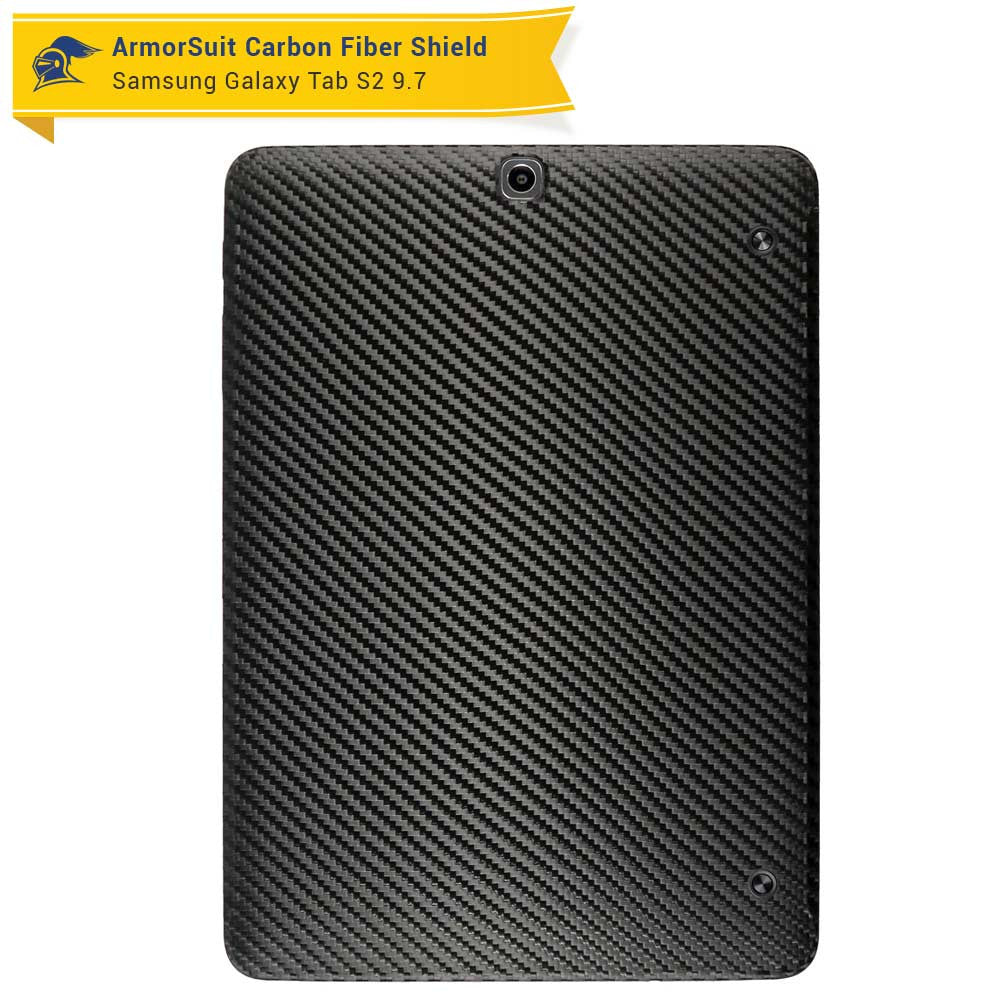 Samsung Galaxy Tab S2 9.7 Screen Protector + Black Carbon Fiber Skin