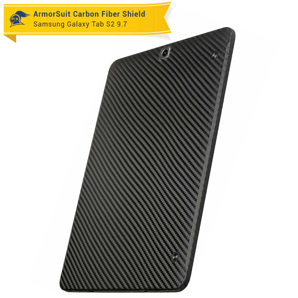 Samsung Galaxy Tab S2 9.7 Screen Protector + Black Carbon Fiber Skin