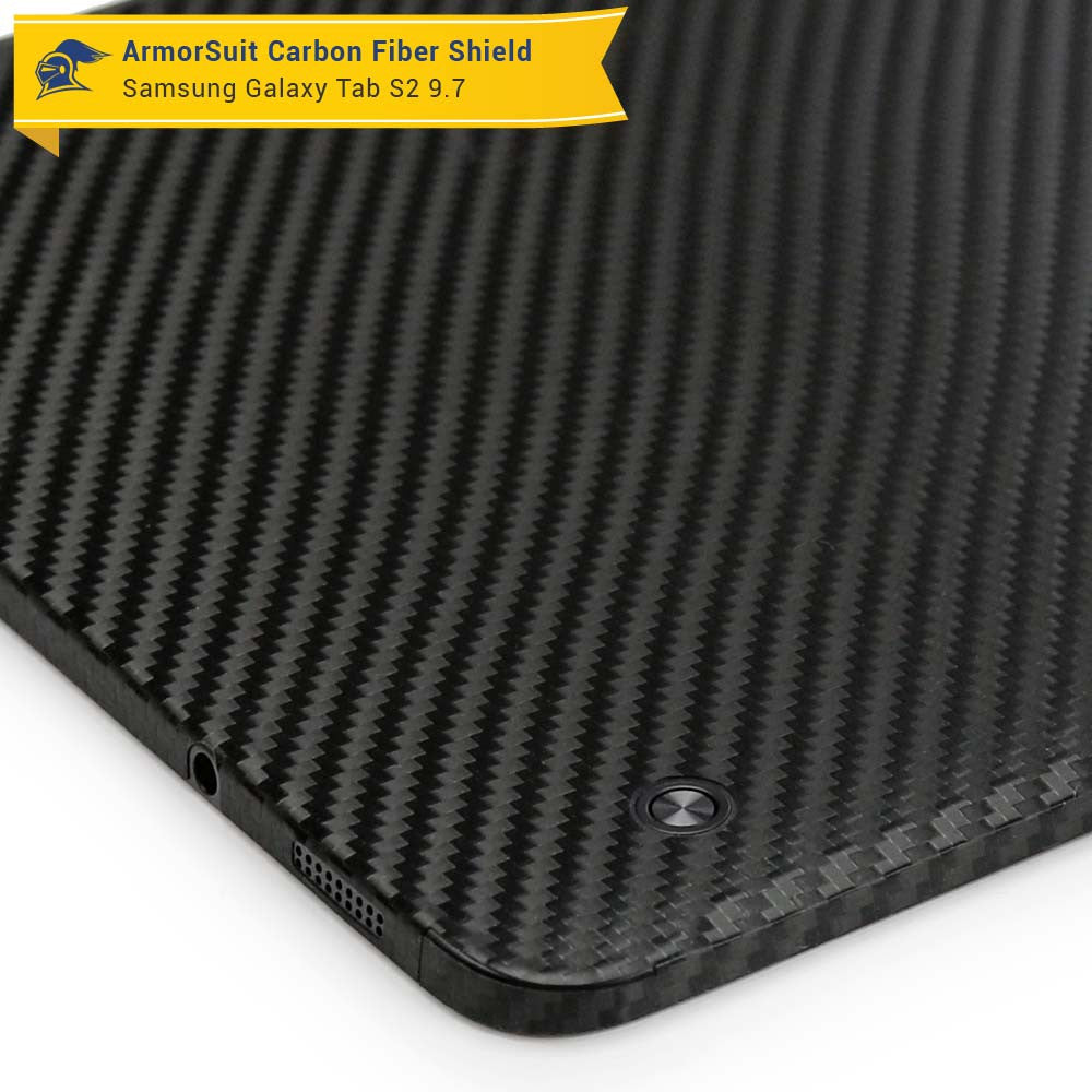 Samsung Galaxy Tab S2 9.7 Screen Protector + Black Carbon Fiber Skin