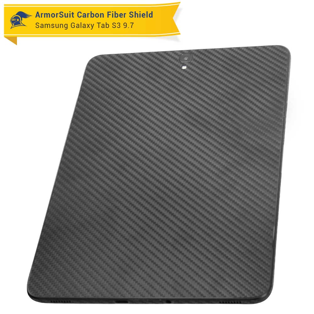 Samsung Galaxy Tab S3 9.7 Screen Protector + Black Carbon Fiber Skin