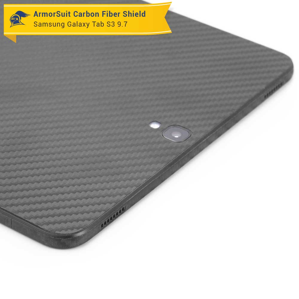 Samsung Galaxy Tab S3 9.7 Screen Protector + Black Carbon Fiber Skin