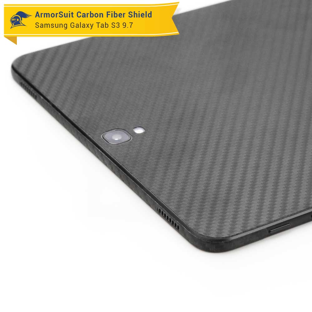 Samsung Galaxy Tab S3 9.7 Screen Protector + Black Carbon Fiber Skin