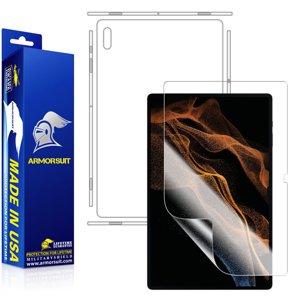 Armorsuit MilitaryShield Full Body Skin Film + HD Clear Screen Protector Designed for Samsung Tab S8 Ultra (2022) - Anti-Bubble Film