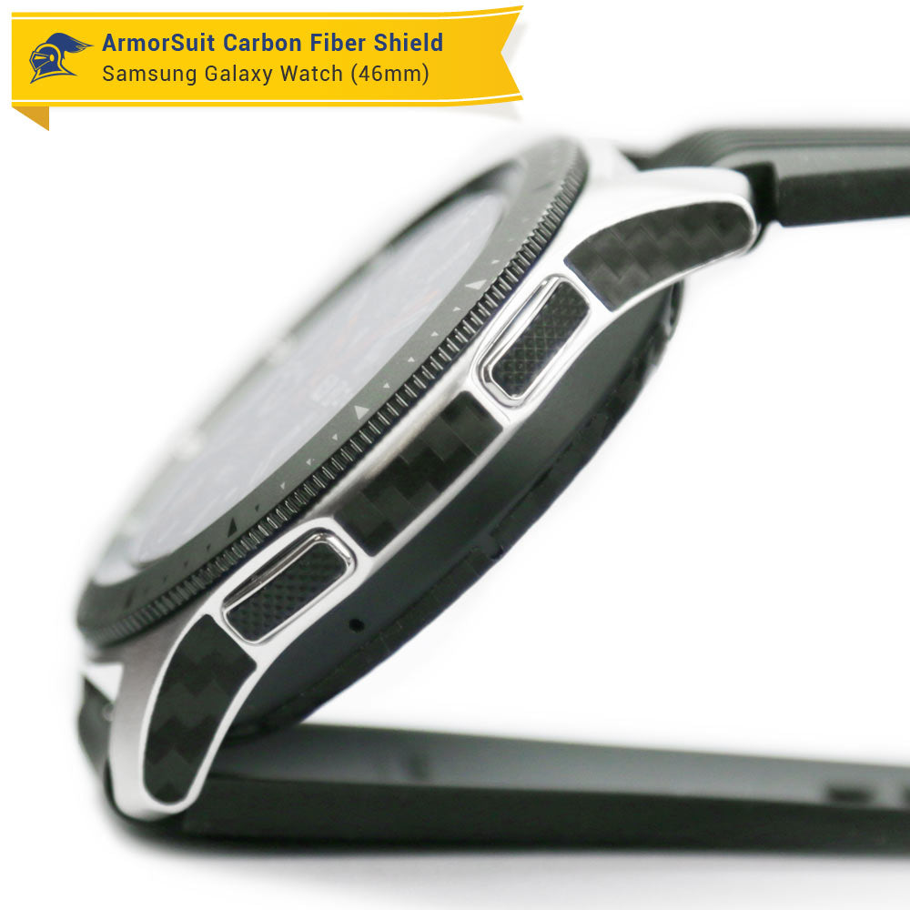 Galaxy Watch (46mm) Screen Protector + Black Carbon Fiber Skin
