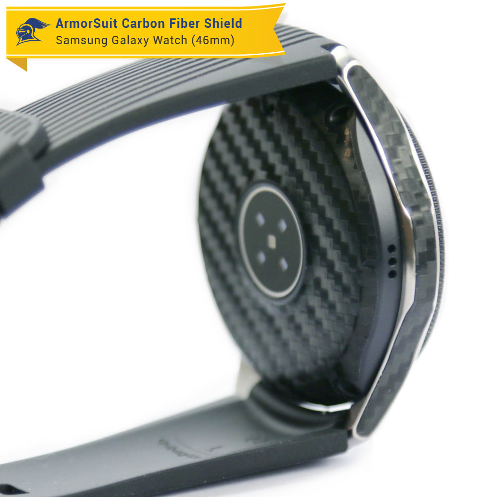 Galaxy Watch (46mm) Screen Protector + Black Carbon Fiber Skin