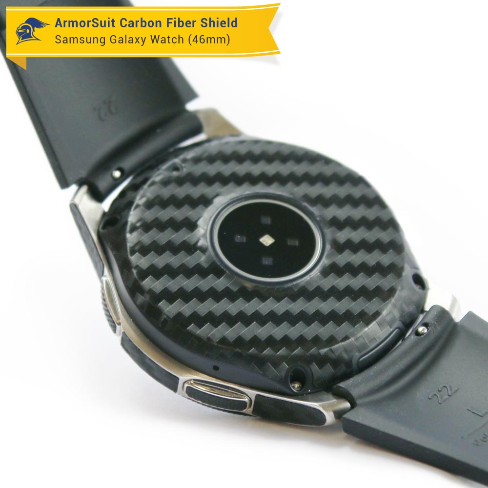 Galaxy Watch (46mm) Screen Protector + Black Carbon Fiber Skin