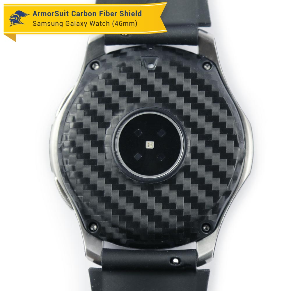 Galaxy Watch (46mm) Screen Protector + Black Carbon Fiber Skin