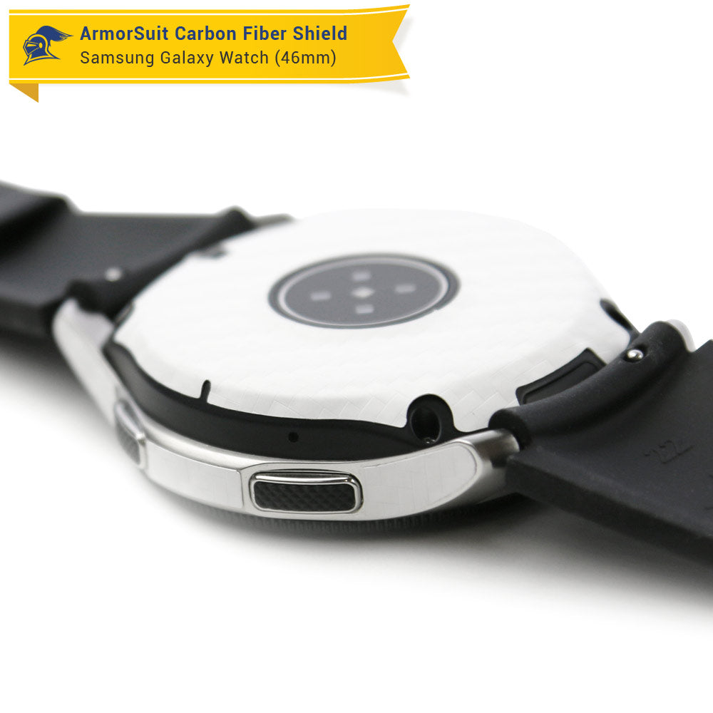 Galaxy Watch (46mm) Screen Protector + White Carbon Fiber Skin