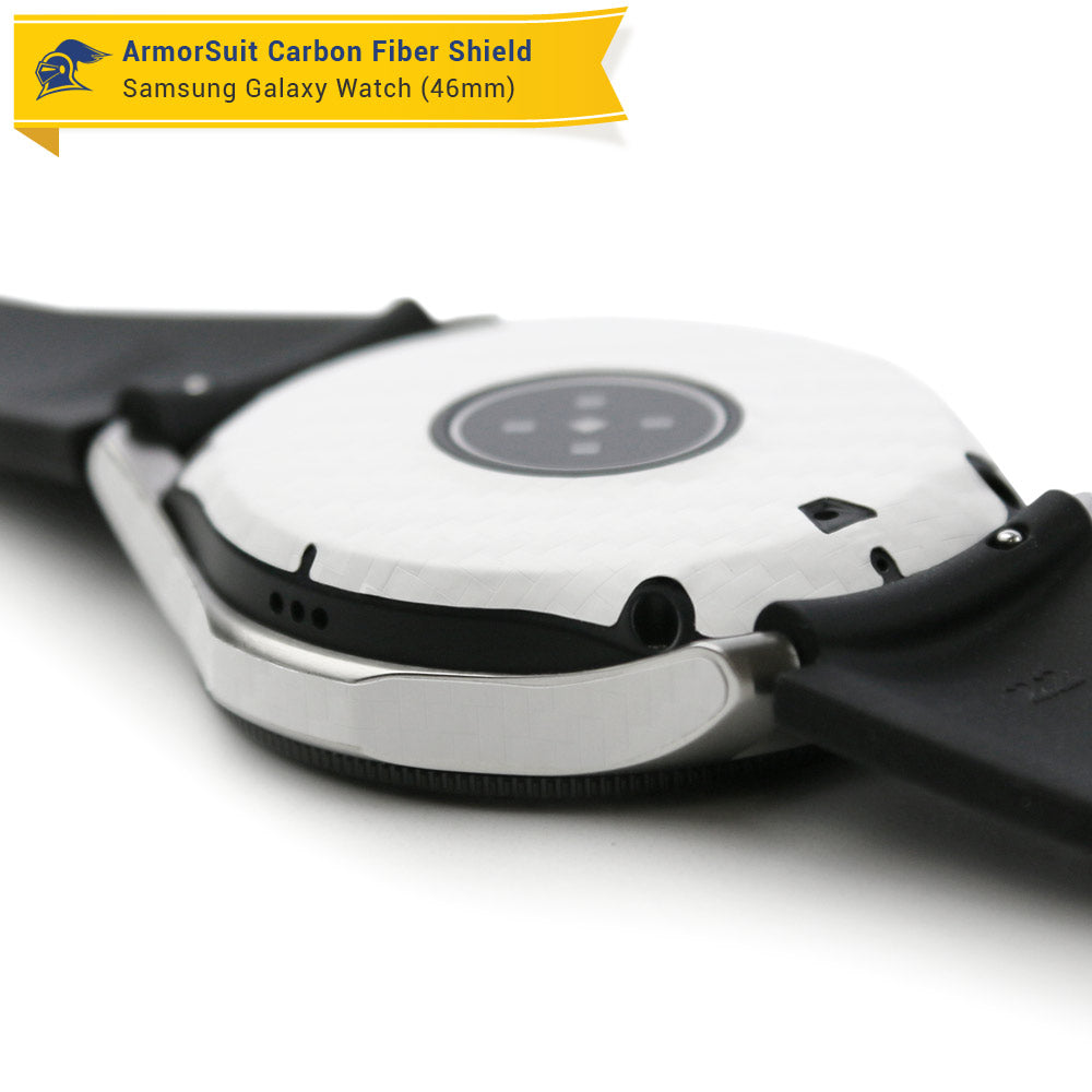 Galaxy Watch (46mm) Screen Protector + White Carbon Fiber Skin