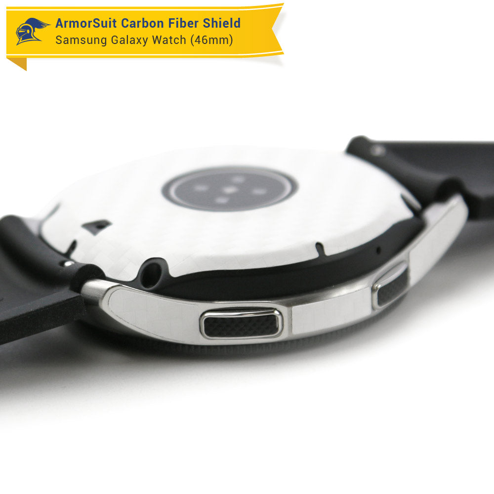 Galaxy Watch (46mm) Screen Protector + White Carbon Fiber Skin