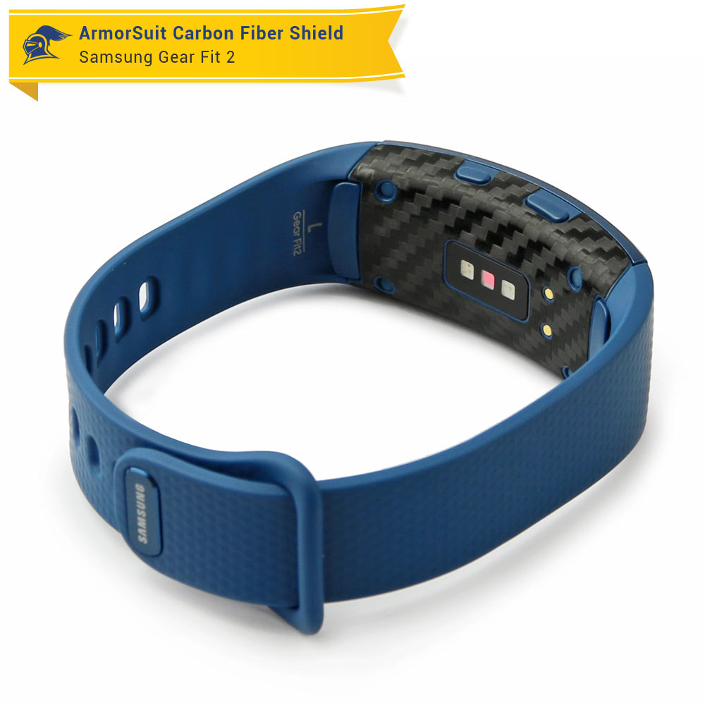 Samsung Gear Fit2 Screen Protector + Black Carbon Fiber Skin