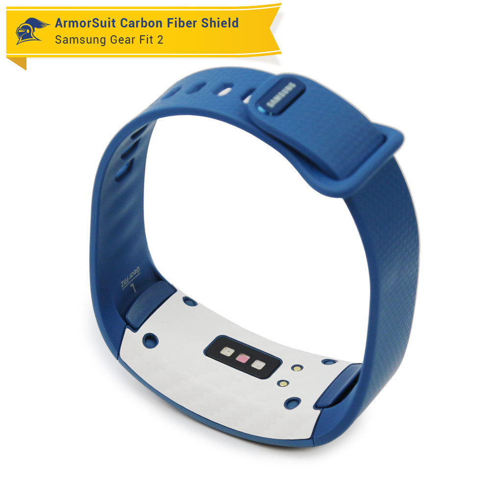 Samsung Gear Fit2 Screen Protector + White Carbon Fiber Skin