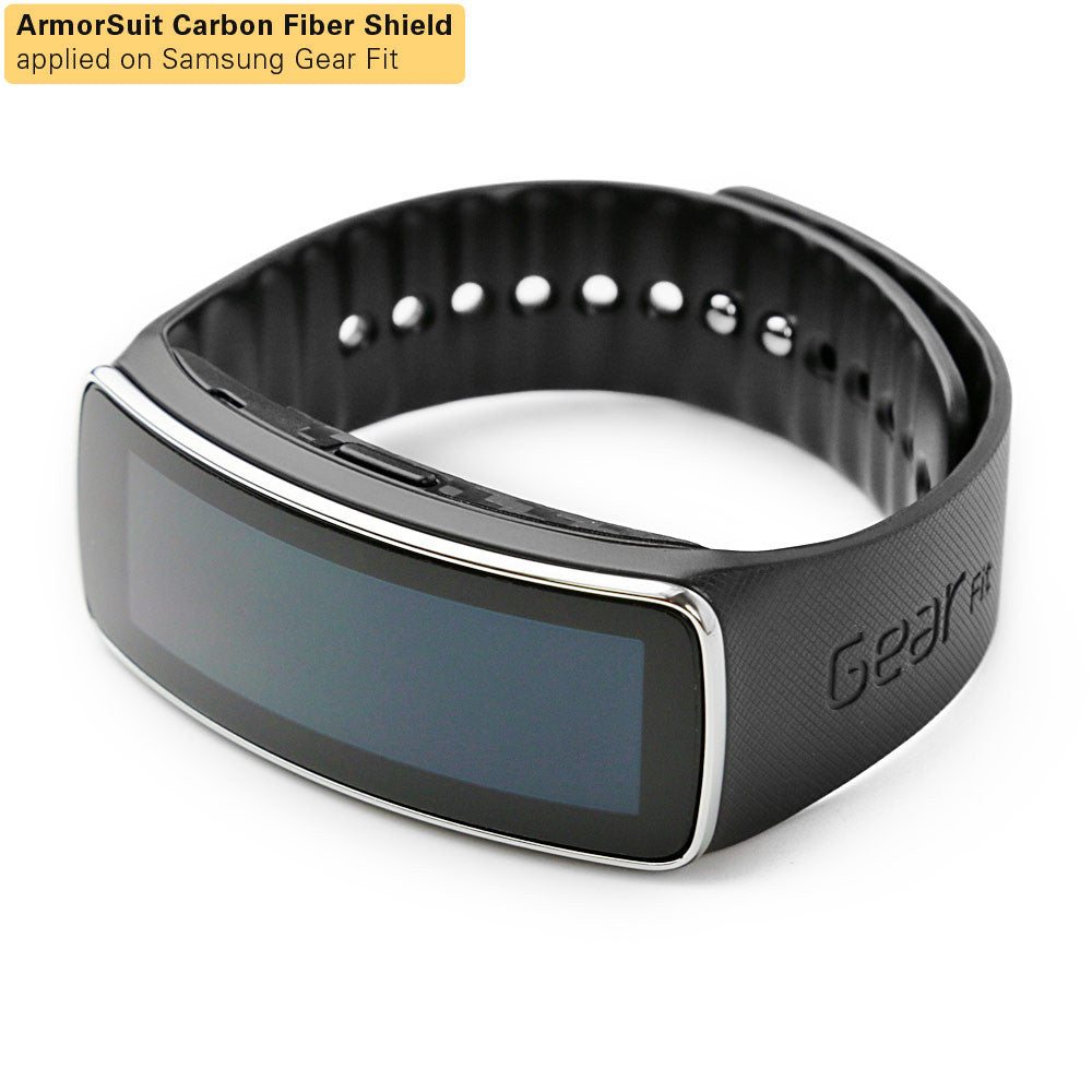 Samsung Gear Fit Screen Protector + Black Carbon Fiber Film Protector