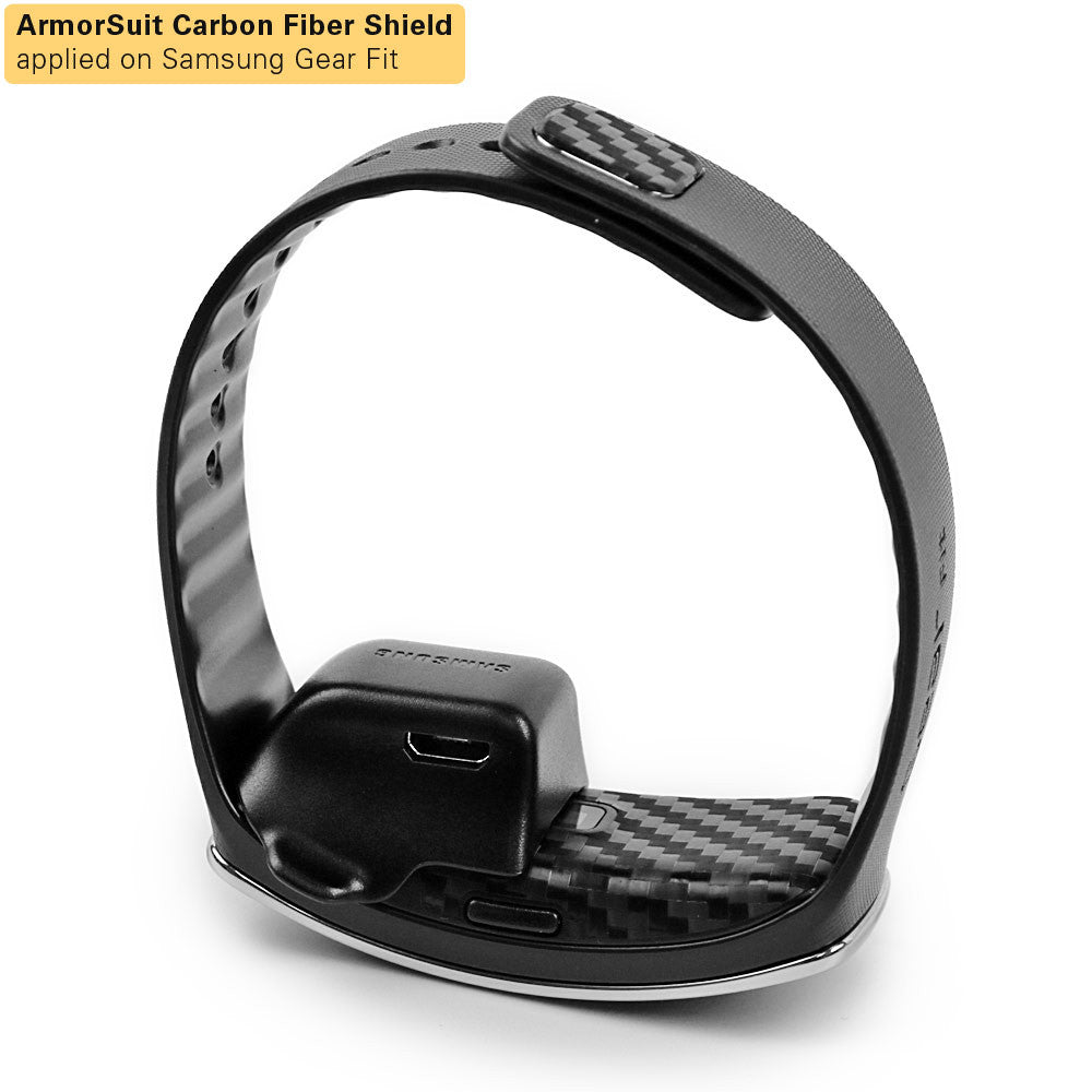 Samsung Gear Fit Screen Protector + Black Carbon Fiber Film Protector