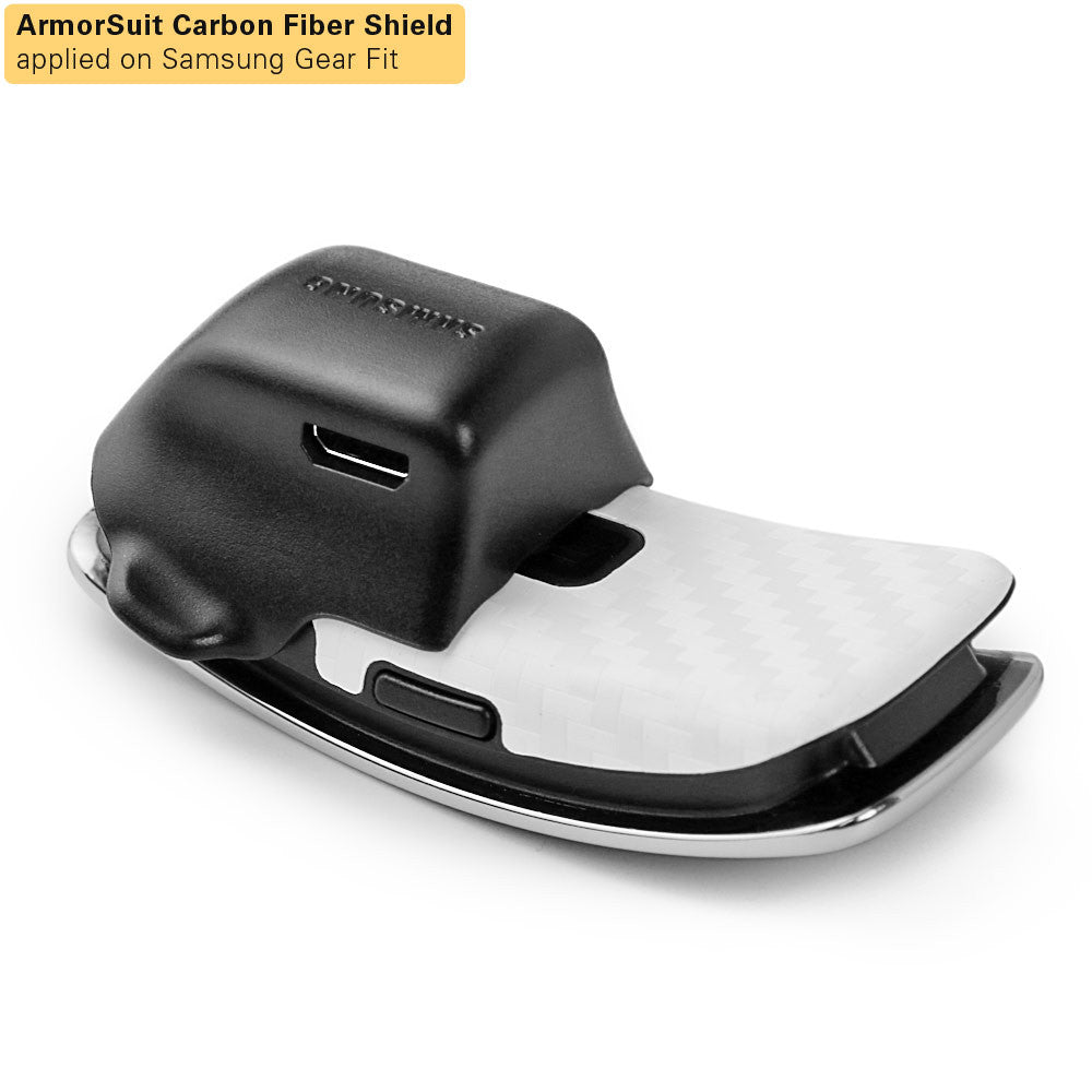Samsung Gear Fit Screen Protector + White Carbon Fiber Film Protector