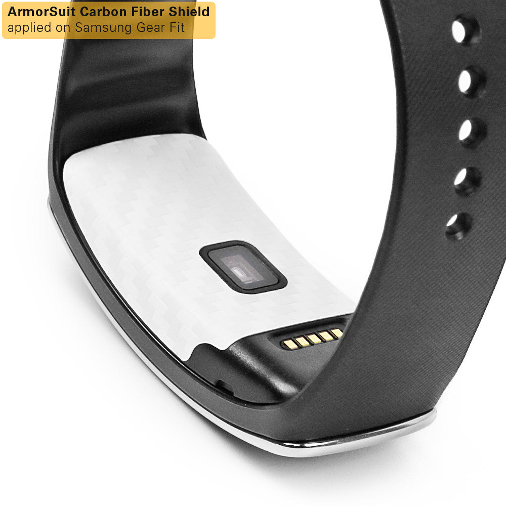 Samsung Gear Fit Screen Protector + White Carbon Fiber Film Protector