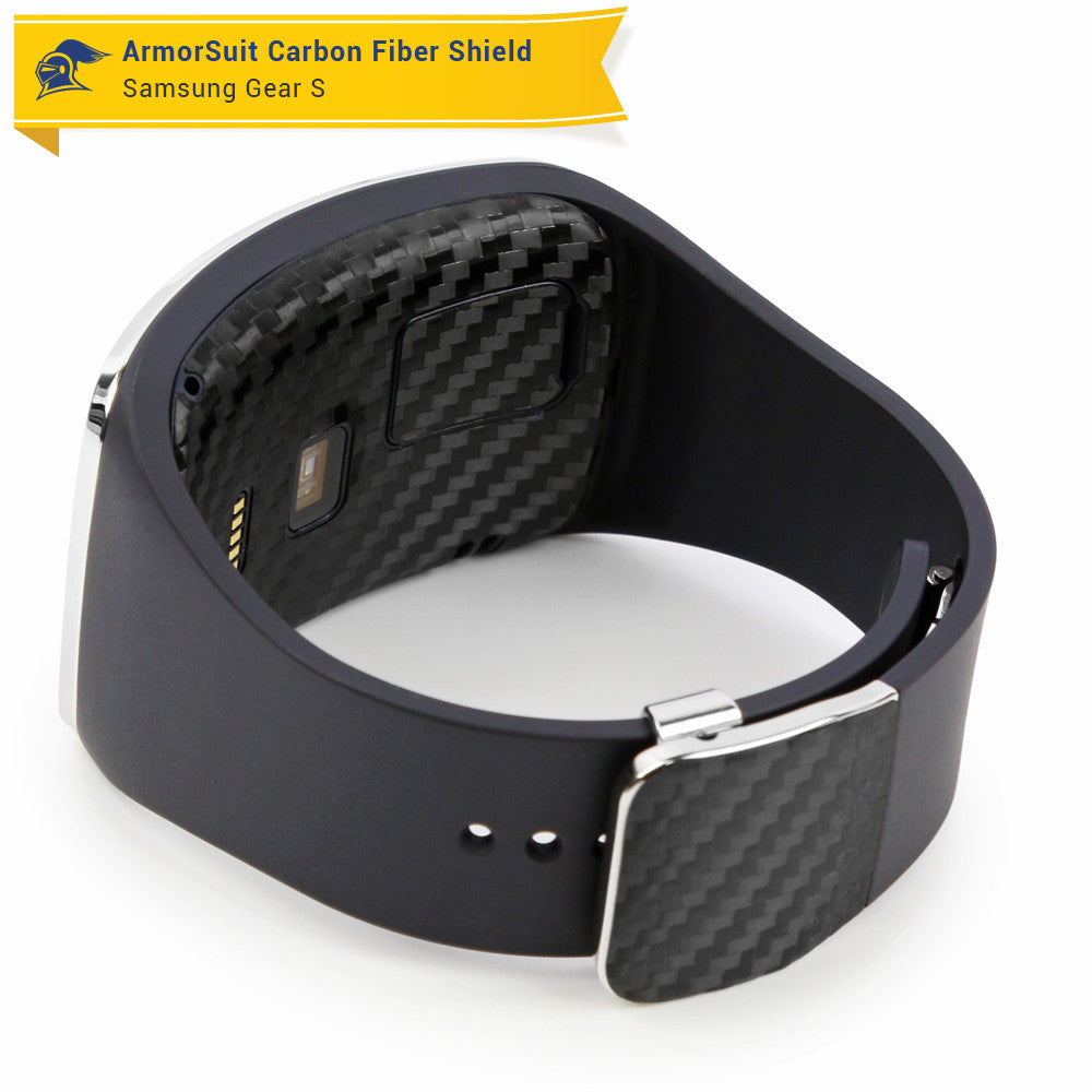 Samsung Gear S Screen Protector + Black Carbon Fiber Skin