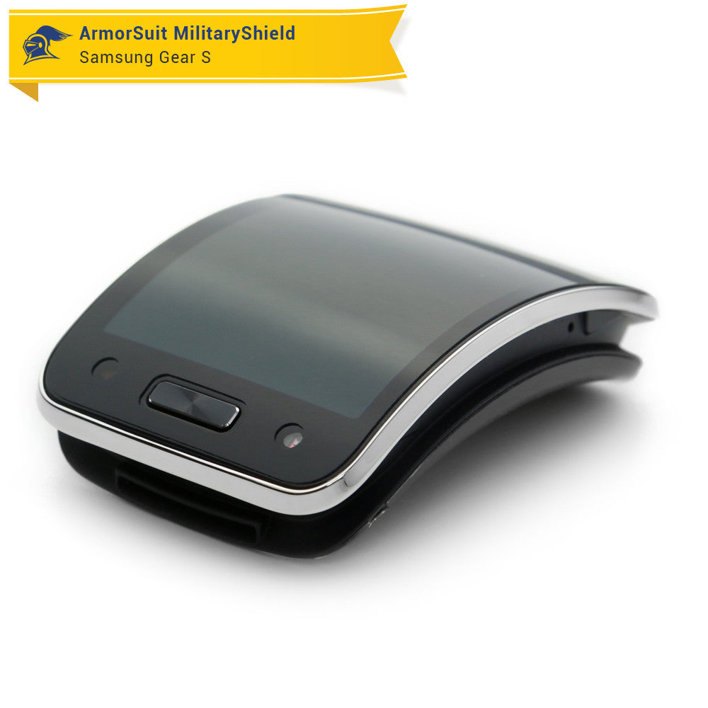 Samsung Gear S Screen Protector + Black Carbon Fiber Skin