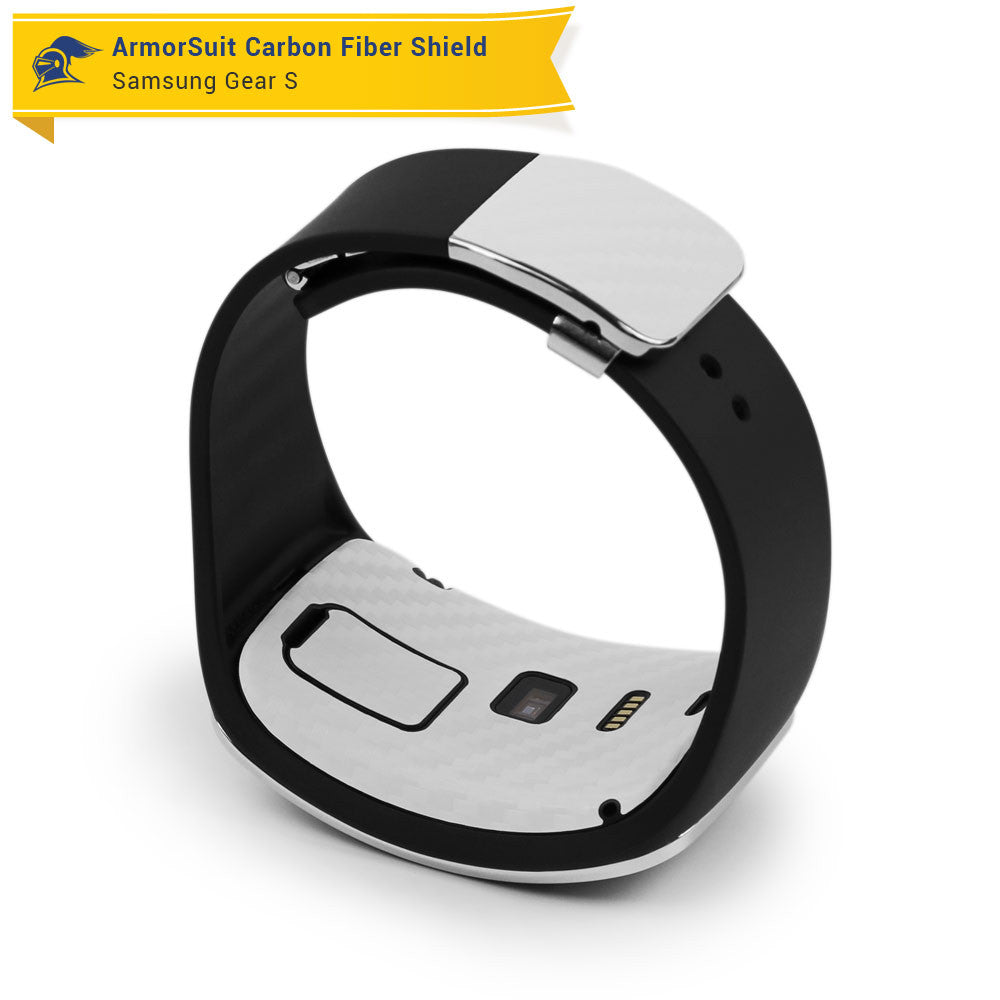 Samsung Gear S Screen Protector + White Carbon Fiber Skin