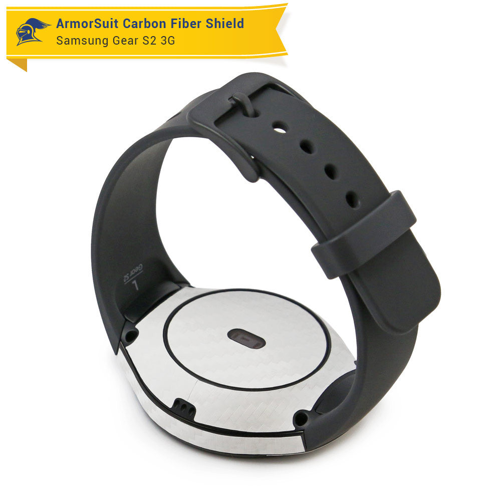 Samsung Gear S2 3G Screen Protector + White Carbon Fiber Skin