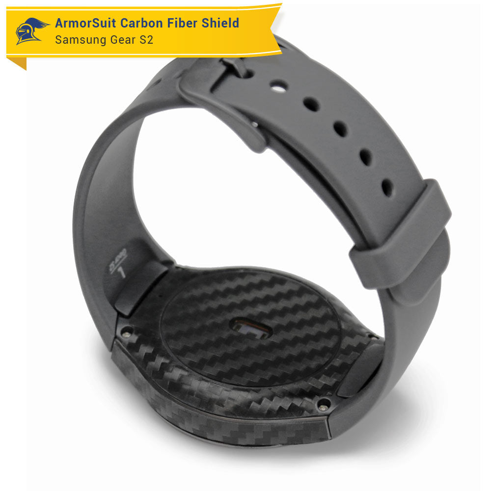 Samsung Gear S2 Screen Protector + Black Carbon Fiber Skin