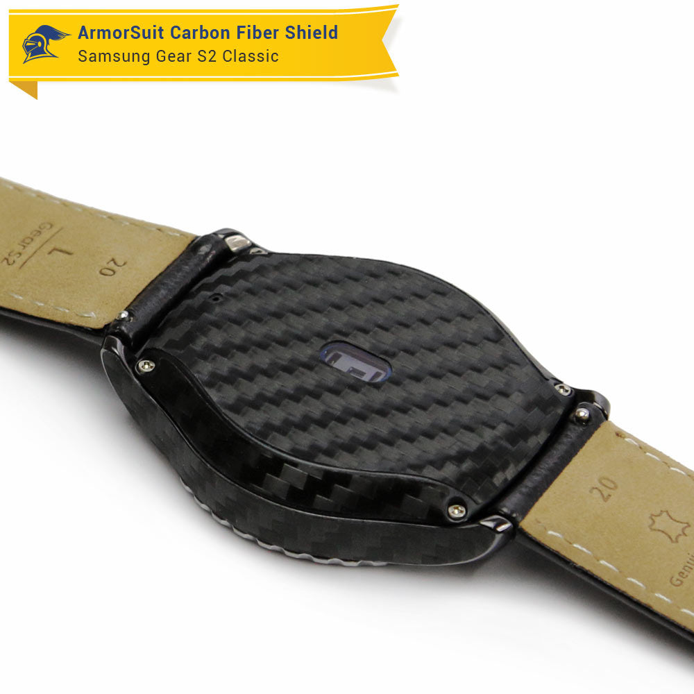 Samsung Gear S2 Classic Screen Protector + Black Carbon Fiber Skin