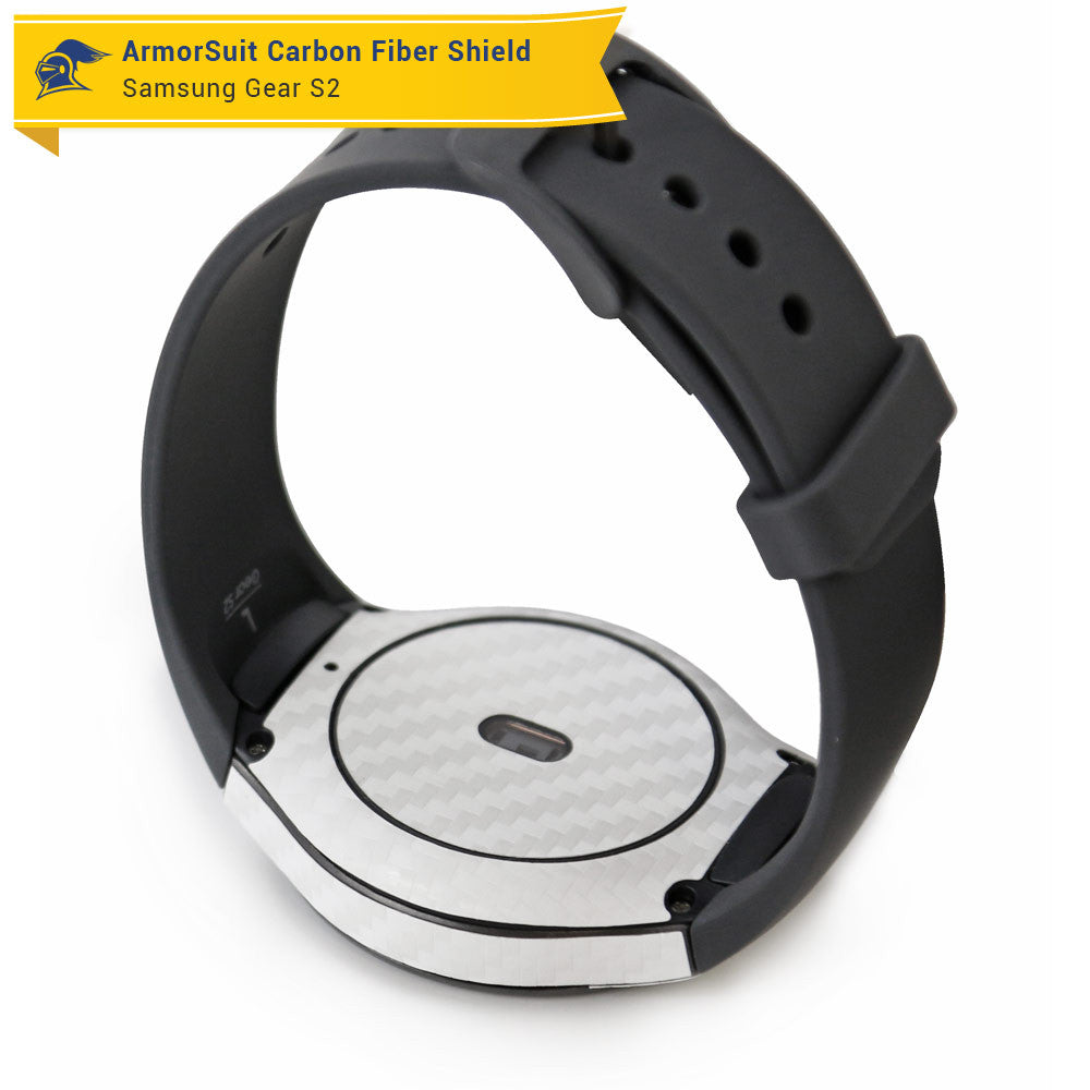 Samsung Gear S2 Screen Protector + White Carbon Fiber Skin