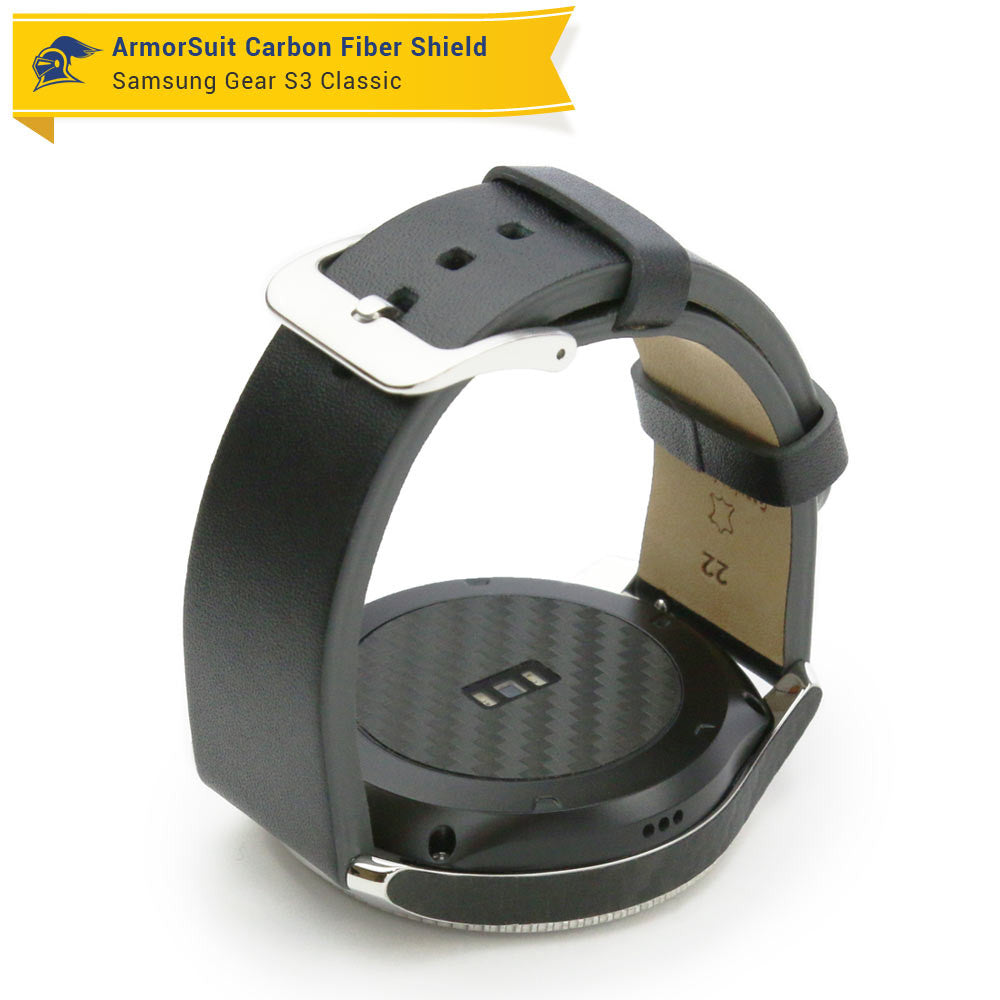 Samsung Gear S3 Classic Screen Protector + Black Carbon Fiber Skin