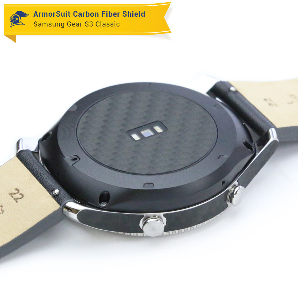 Samsung Gear S3 Classic Screen Protector + Black Carbon Fiber Skin