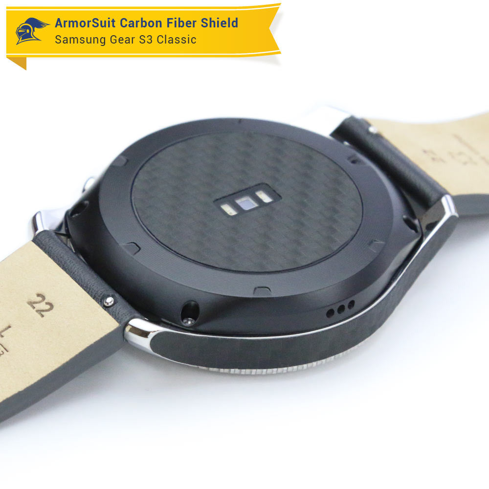 Samsung Gear S3 Classic Screen Protector + Black Carbon Fiber Skin