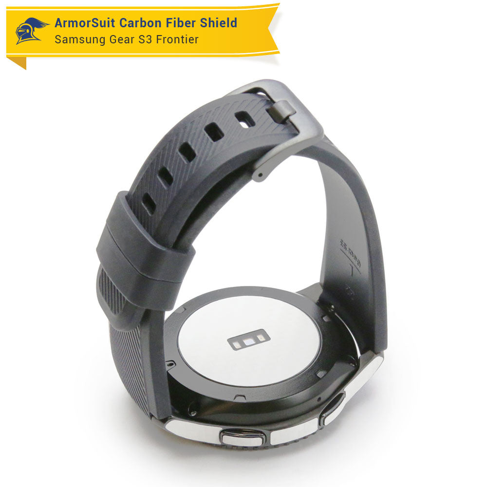 Samsung Gear S3 Frontier Screen Protector + White Carbon Fiber Skin