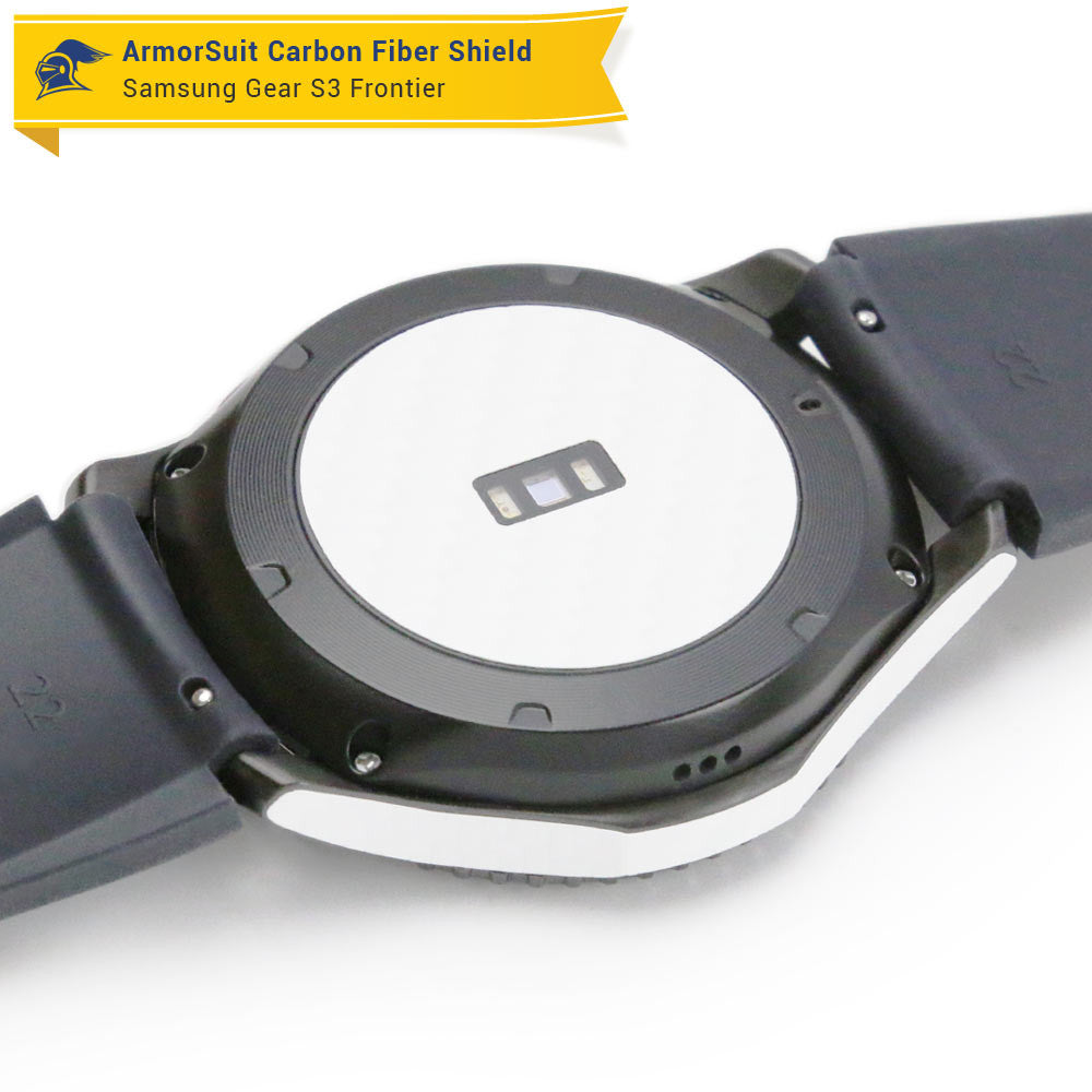 Samsung Gear S3 Frontier Screen Protector + White Carbon Fiber Skin