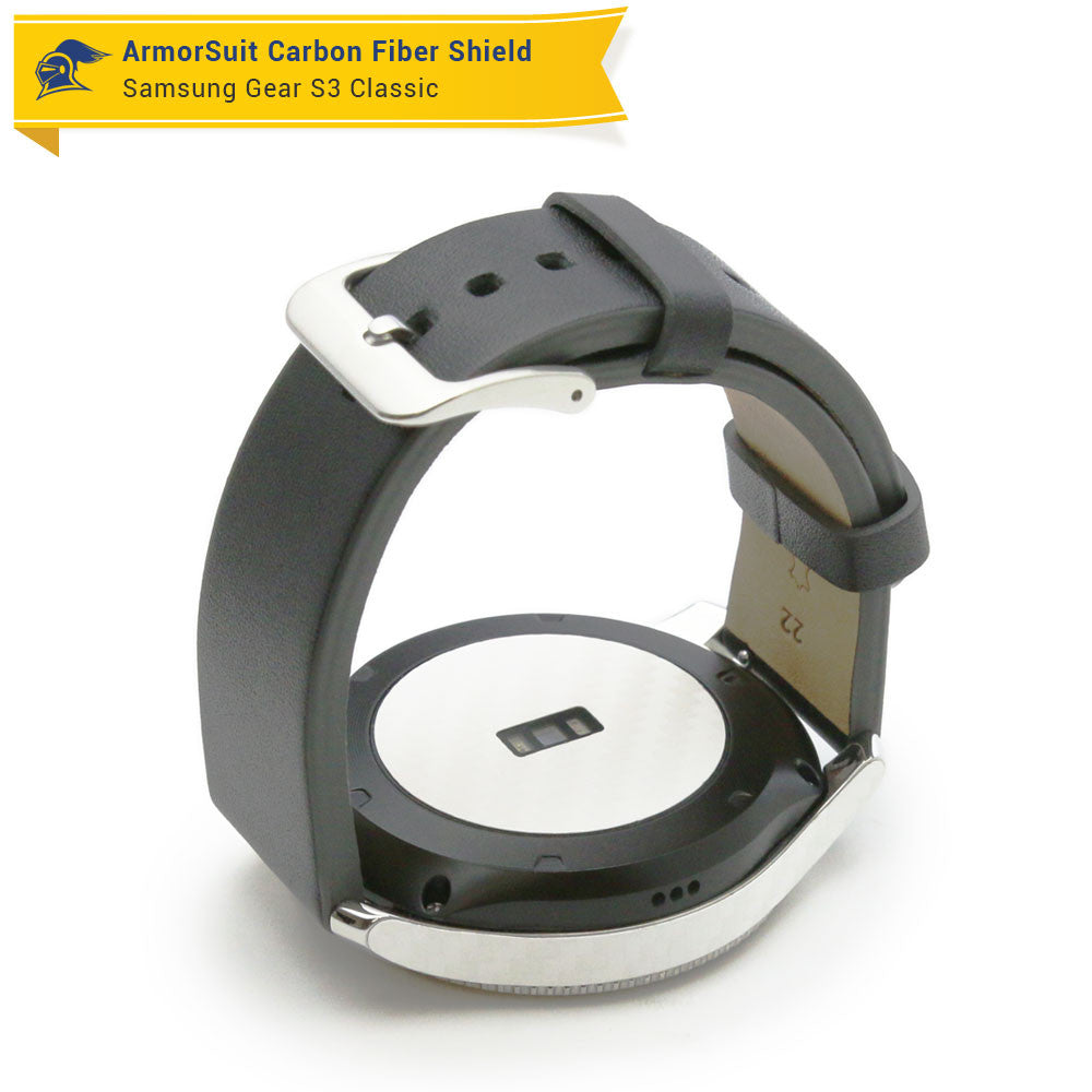 Samsung Gear S3 Classic Screen Protector + White Carbon Fiber Skin