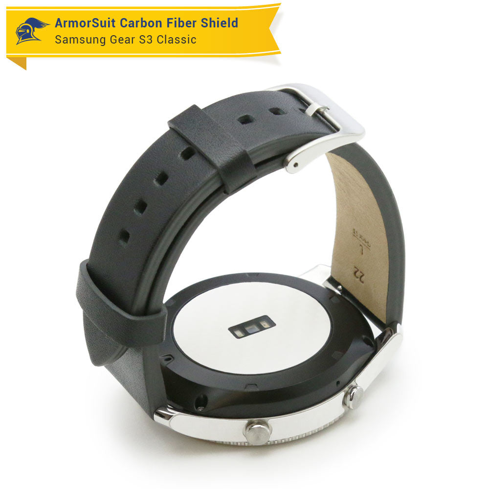 Samsung Gear S3 Classic Screen Protector + White Carbon Fiber Skin